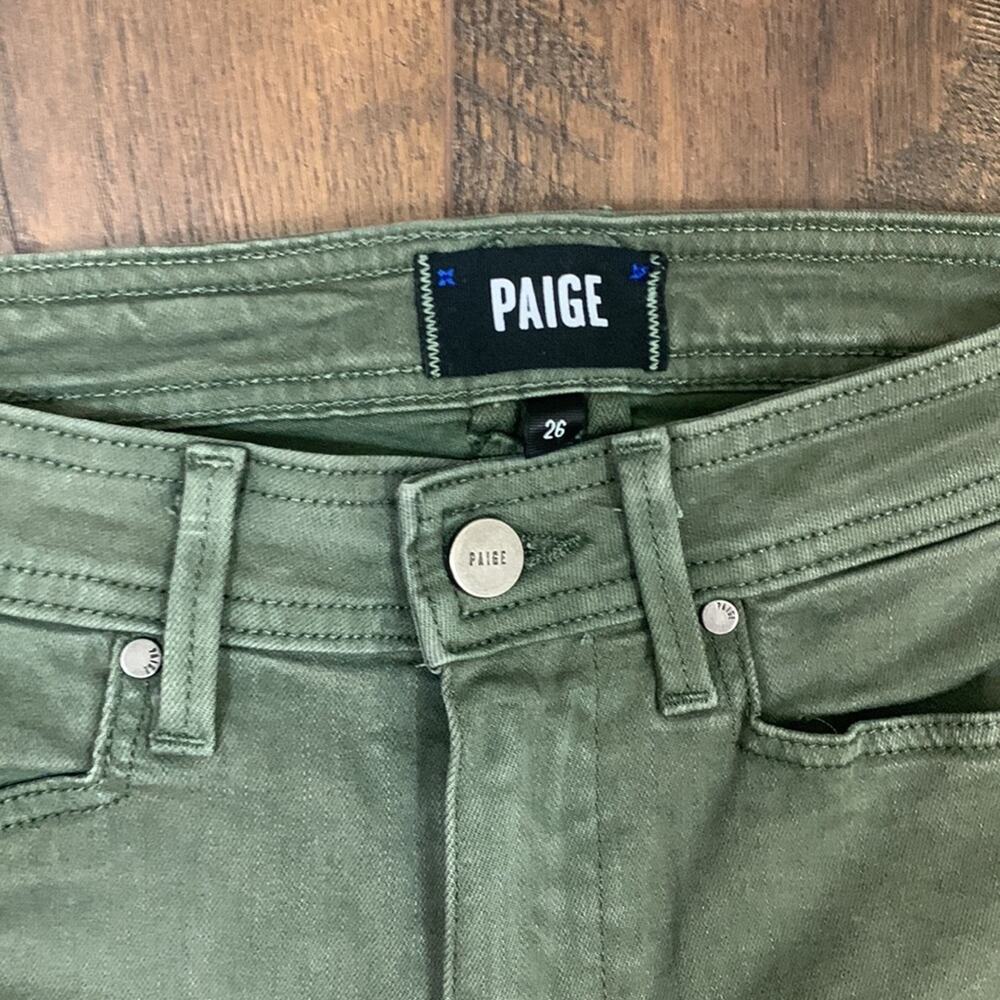 Paige Hoxton Ankle Skinny Vintage Green Tea Jeans - Picture 2 of 7